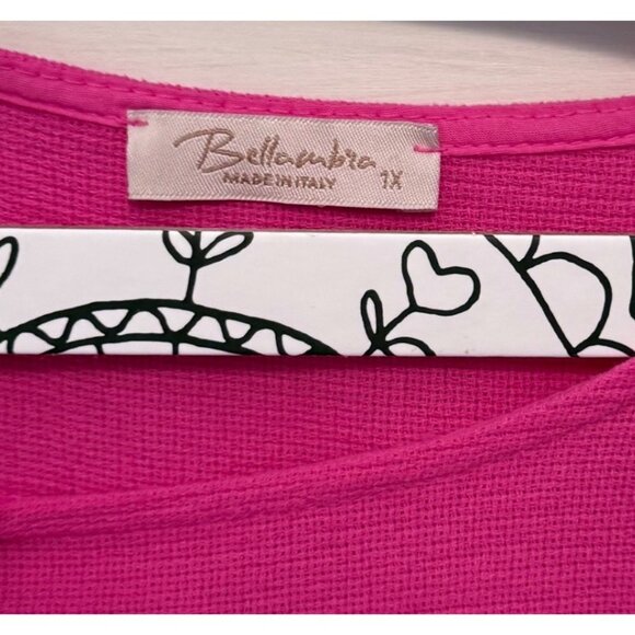 1X Bellambra Pink Linen Cap Short Sleeve Tunic Top Italy - Picture 3 of 6